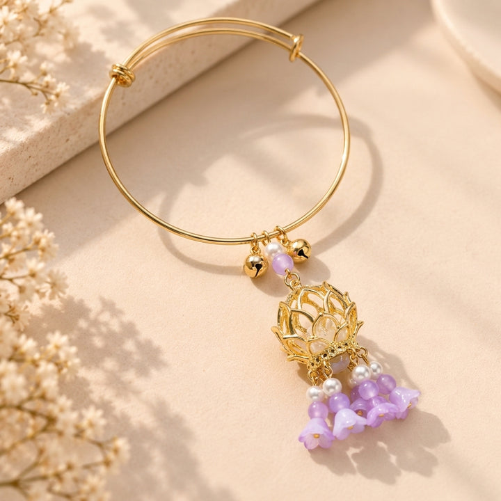 Lotus Lantern Tassel Drop Pearl Bangle - Preorder · Ships 25th