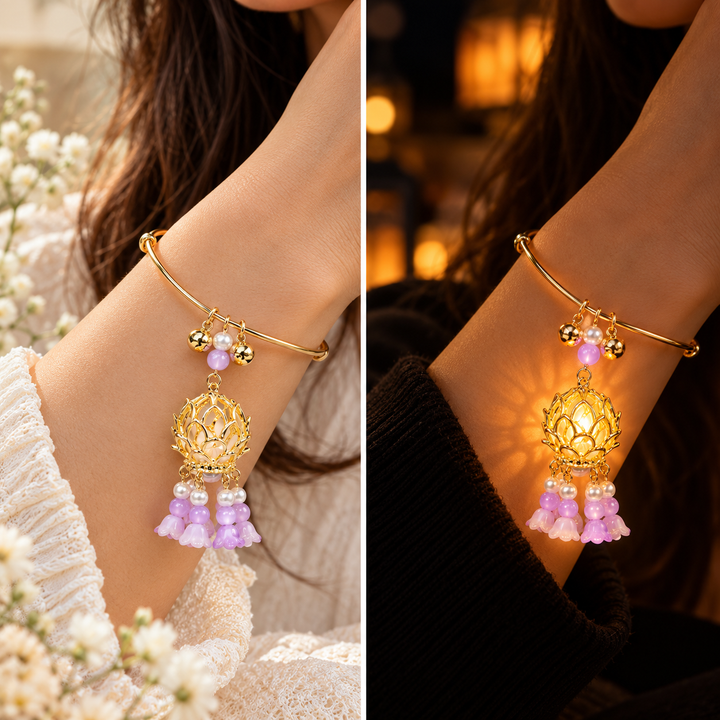 Lotus Lantern Tassel Drop Pearl Bangle - Preorder · Ships 25th