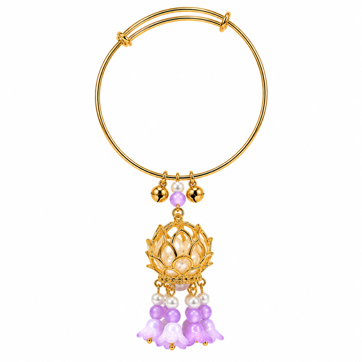 Lotus Lantern Tassel Drop Pearl Bangle - Preorder · Ships 25th