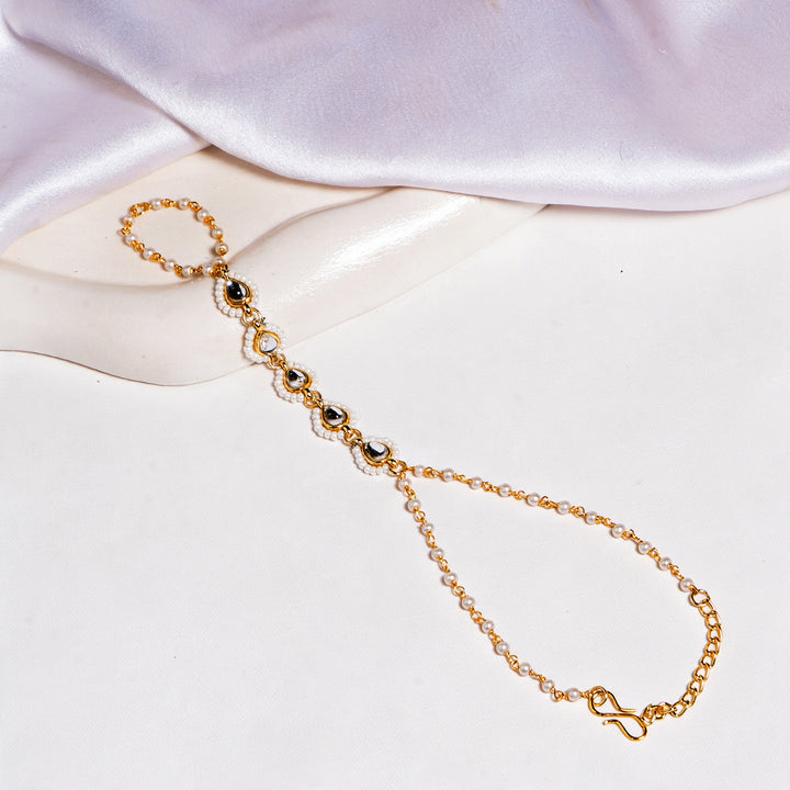 Dewdrop Kundan Hand Chain - White