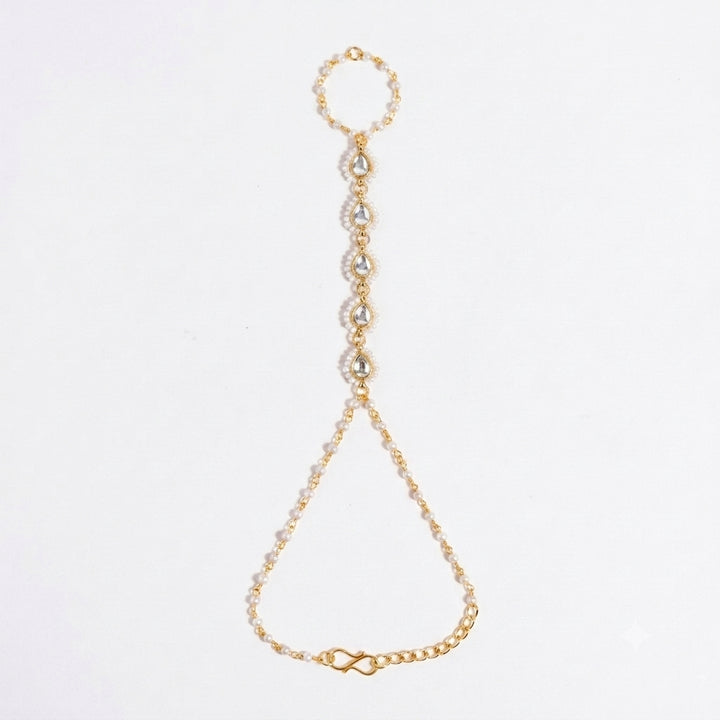 Dewdrop Kundan Hand Chain - White