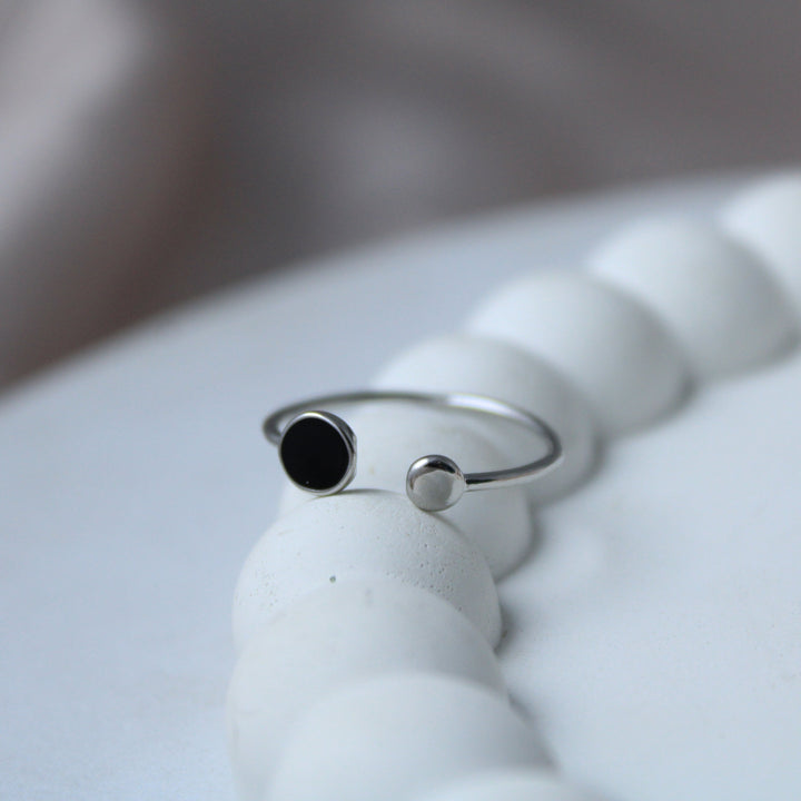 BTS Black Dots Silver Ring - Salty Accessories