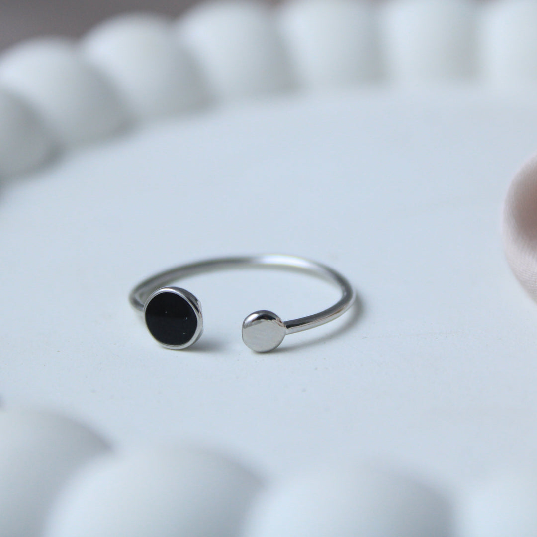 BTS Black Dots Silver Ring - Salty Accessories