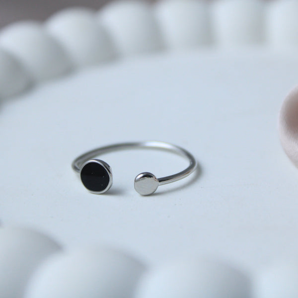 BTS Black Dots Silver Ring