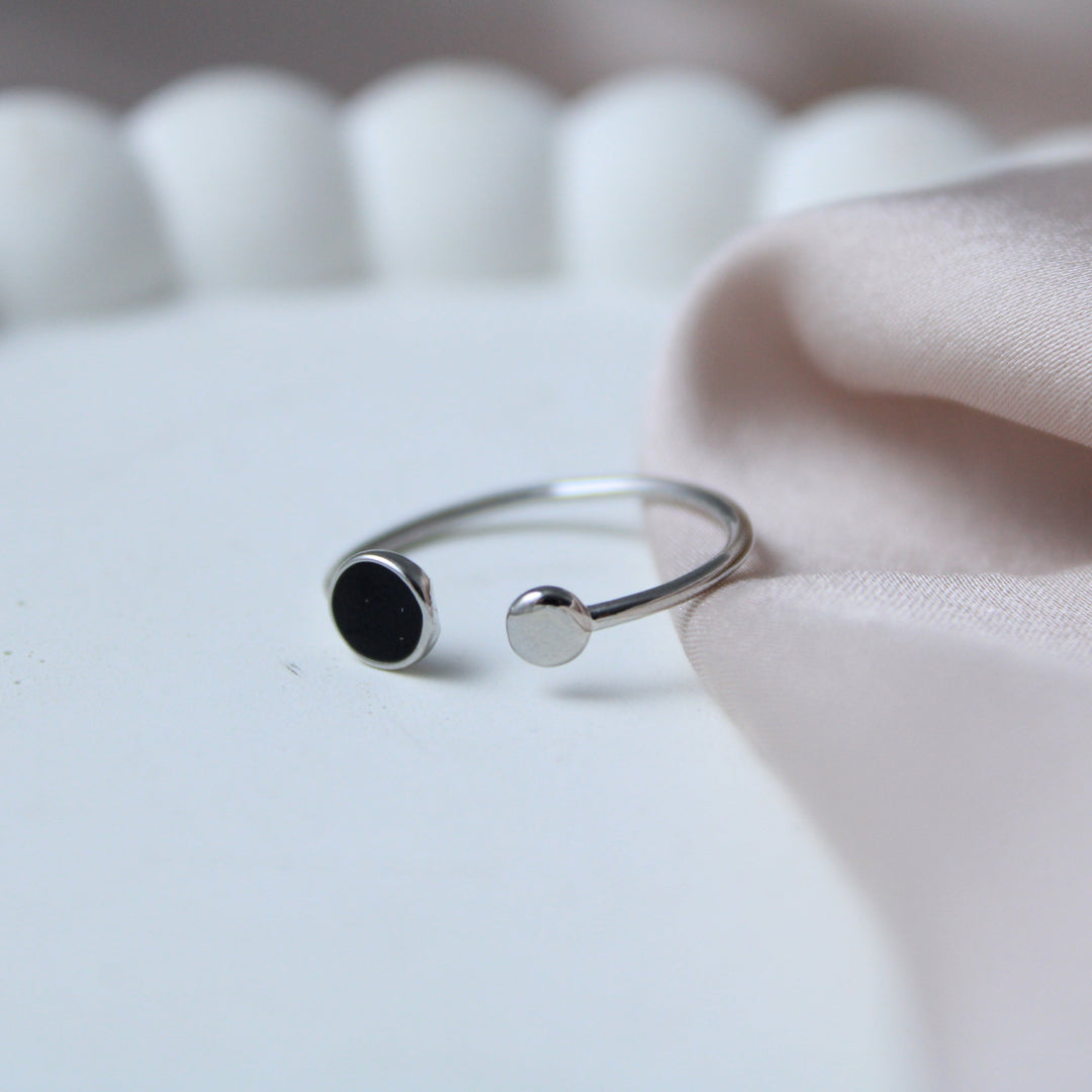 BTS Black Dots Silver Ring - Salty Accessories