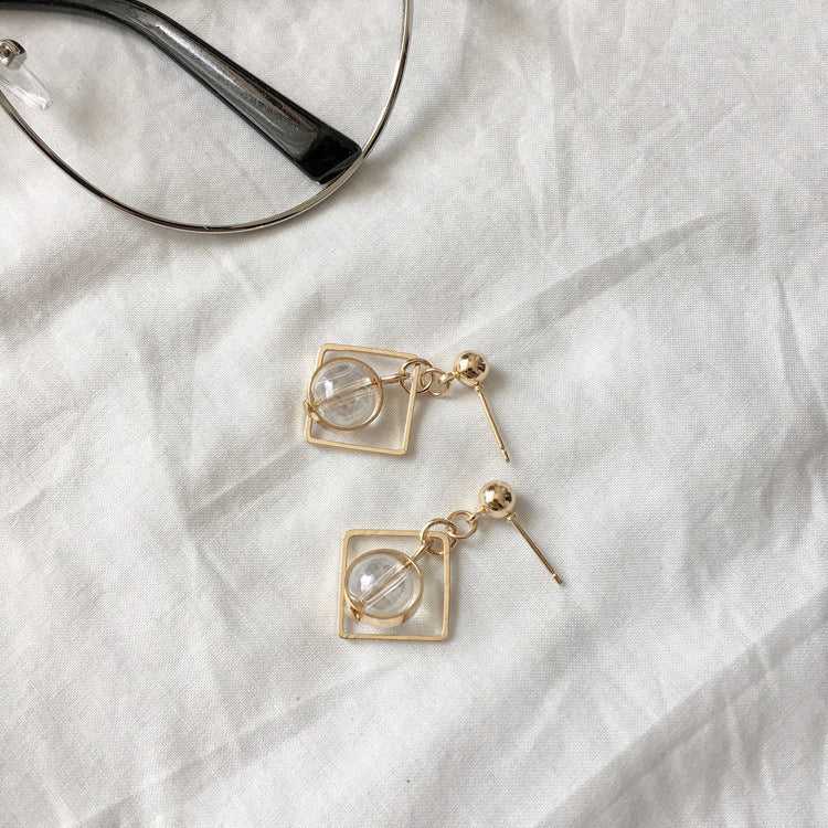 Ball Natural Opal Gem Drop - Diamond Shape Earrings - Salty Accessories