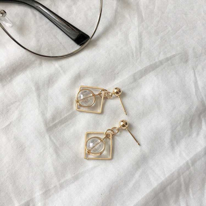 Ball Natural Opal Gem Drop - Diamond Shape Earrings - Salty Accessories