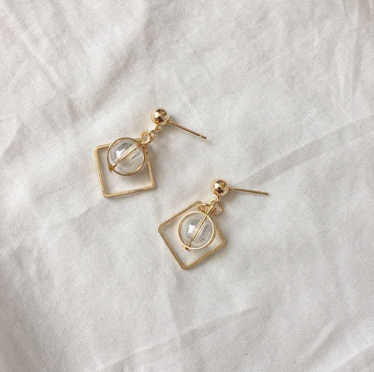 Ball Natural Opal Gem Drop - Diamond Shape Earrings - Salty Accessories