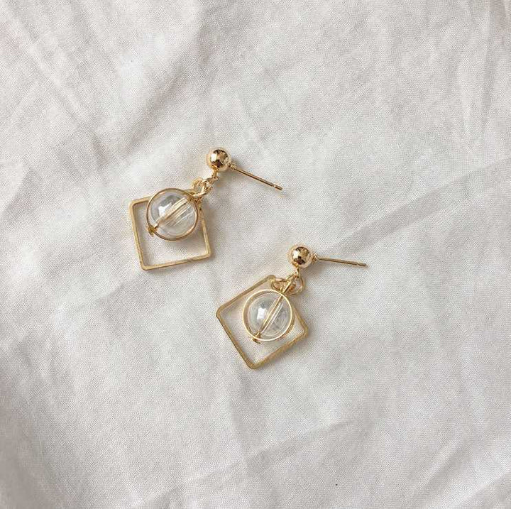 Ball Natural Opal Gem Drop - Diamond Shape Earrings - Salty Accessories