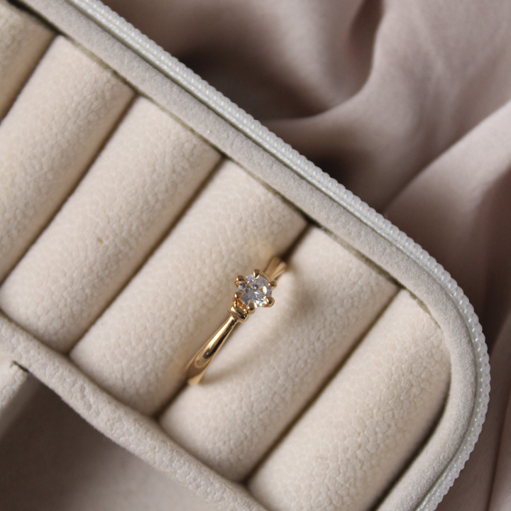 Banded crystal rose-gold ring - Salty Accessories