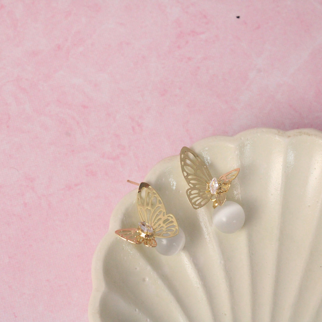 Beautiful Opal Butterfly Earrings Salty