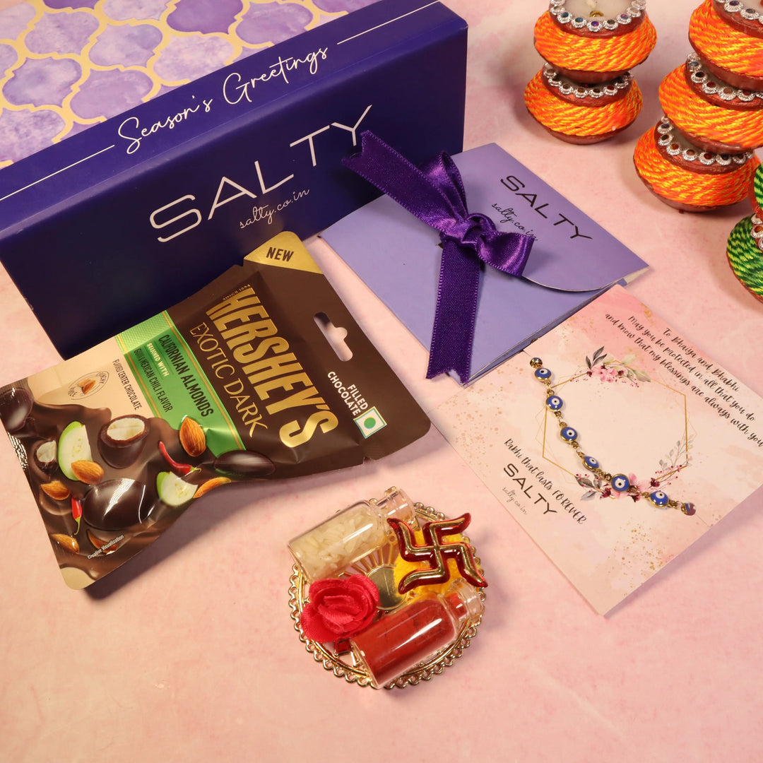 Bewitching Blue Evil Eye Rakhi Gift Box | Salty