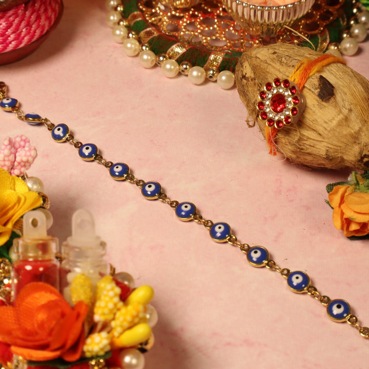 Bewitching Blue Evil Eye Rakhi - Salty Accessories