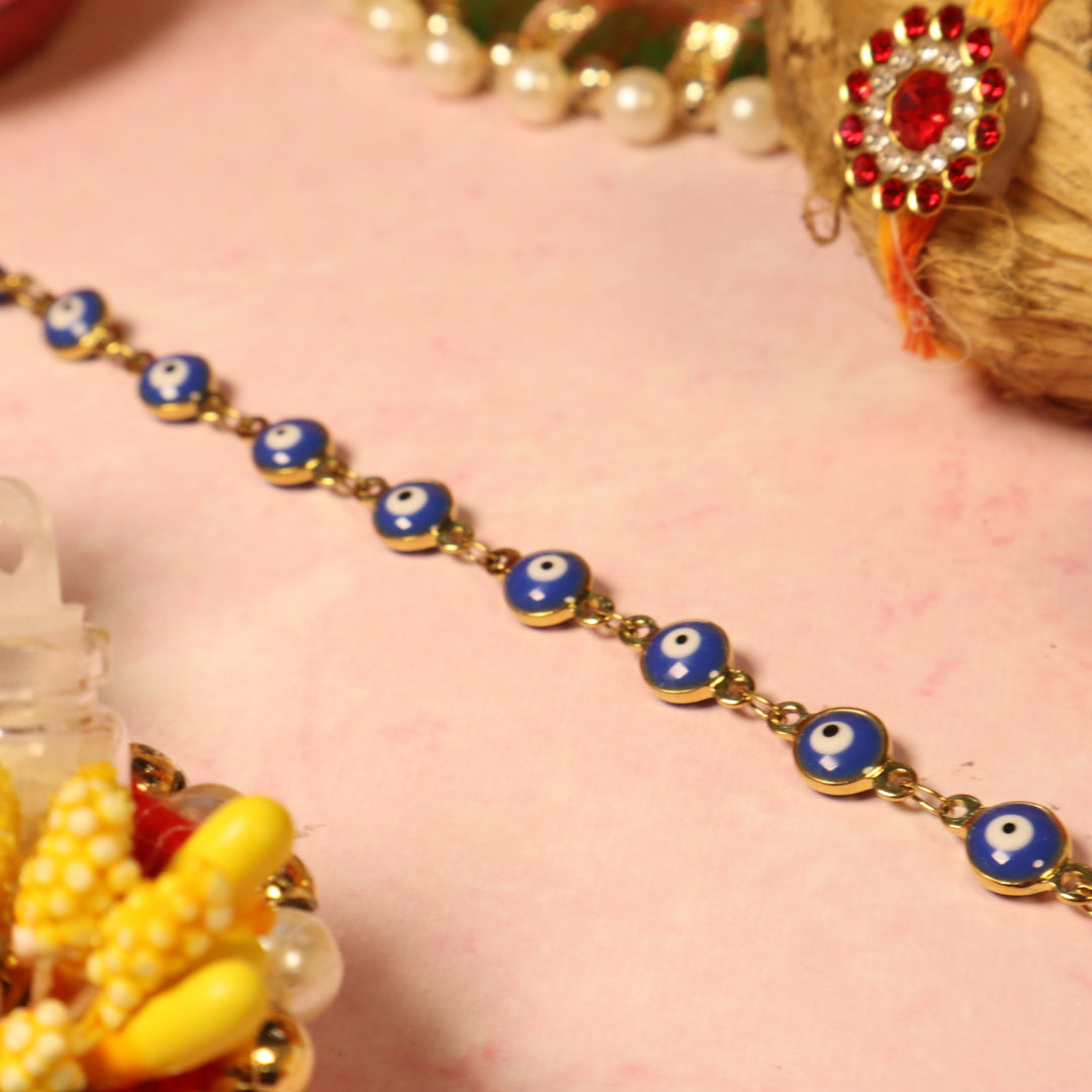 Set of 3 Multi Coloured Evil Eye Rakhi For Siblings - Salty Accessories