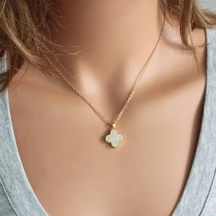 Big Clover Rounded Necklace - Gold - Salty Accessories