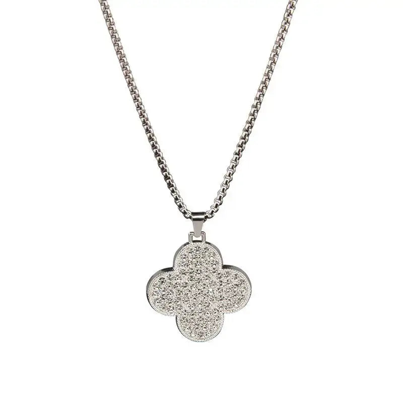 Big Clover Rounded Necklace - Silver - Salty Accessories