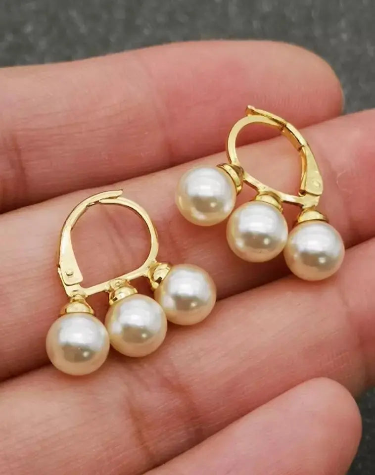 Big Pearl Clip On Boho Earrings