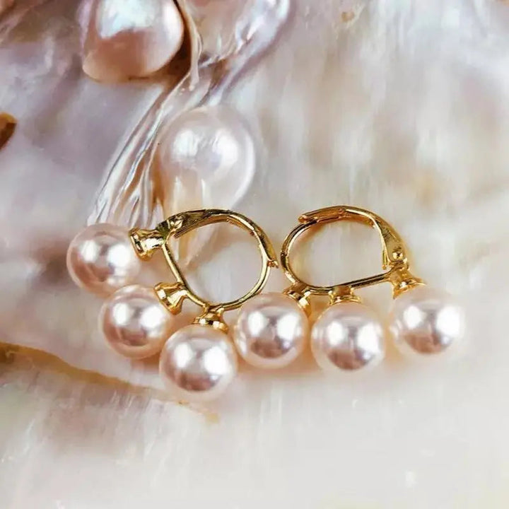 Big Pearl Clip On Boho Earrings