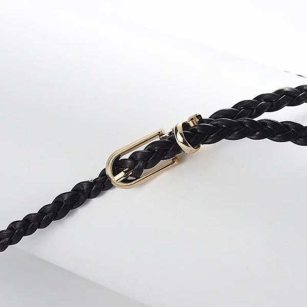Black Braided Leather Belt