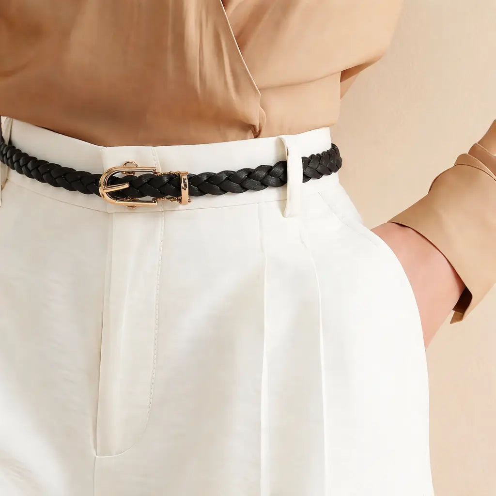 Black Braided Leather Belt | Salty
