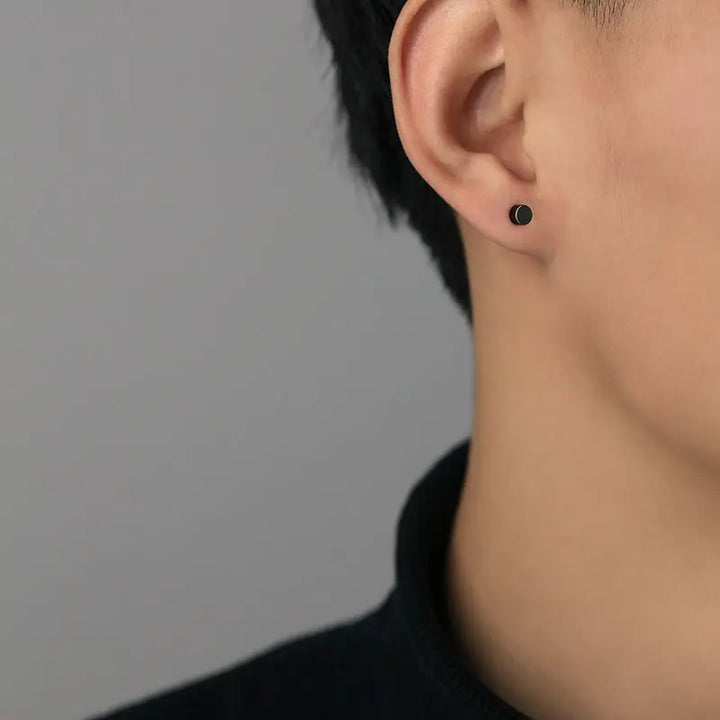 Black Dumbbell Stud Earrings - Salty Accessories
