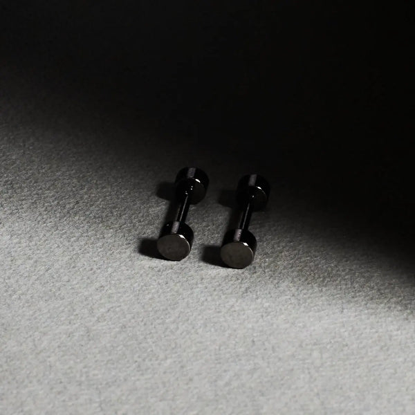 Black Dumbbell Stud Earrings