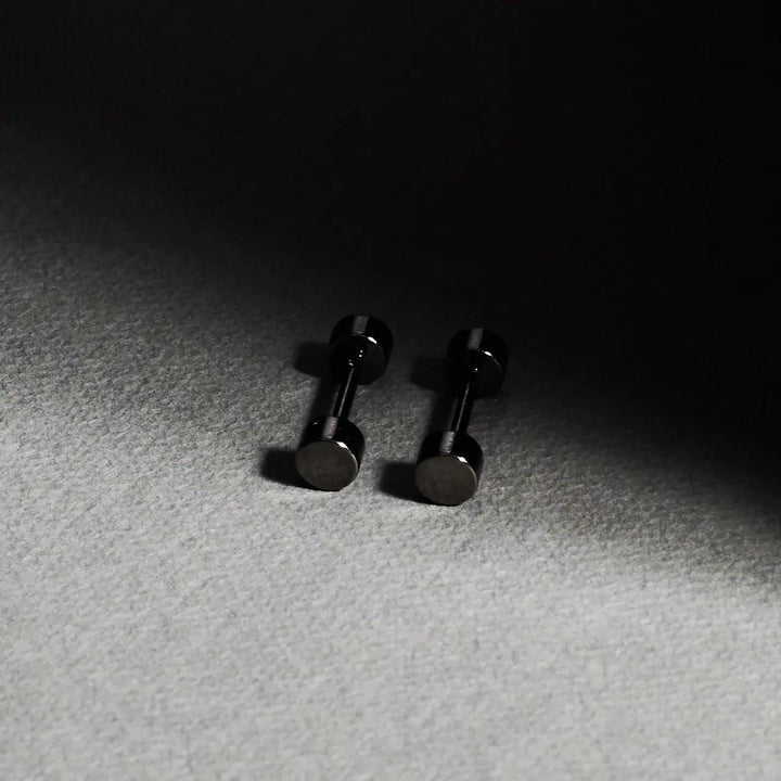 Black Dumbbell Stud Earrings - Salty Accessories