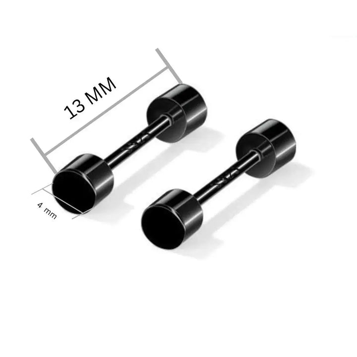 Black Dumbbell Stud Earrings - Salty Accessories
