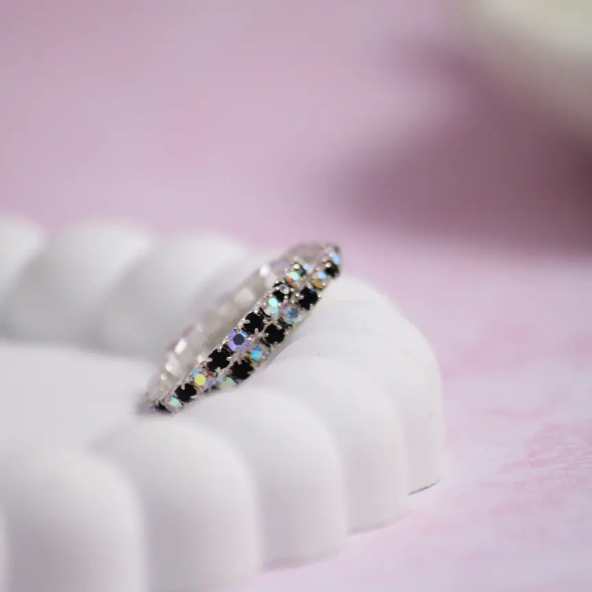 Black Melanite - Stretchable Ring (Set of 2)