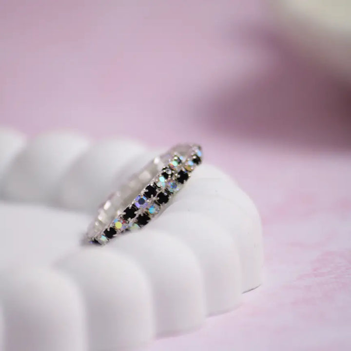 Black Melanite - Stretchable Ring (Set of 2)