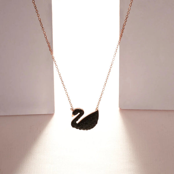 Black Night Studded Swan Necklace