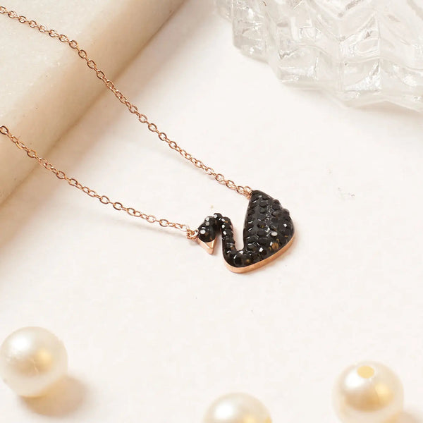 Black Night Studded Swan Necklace