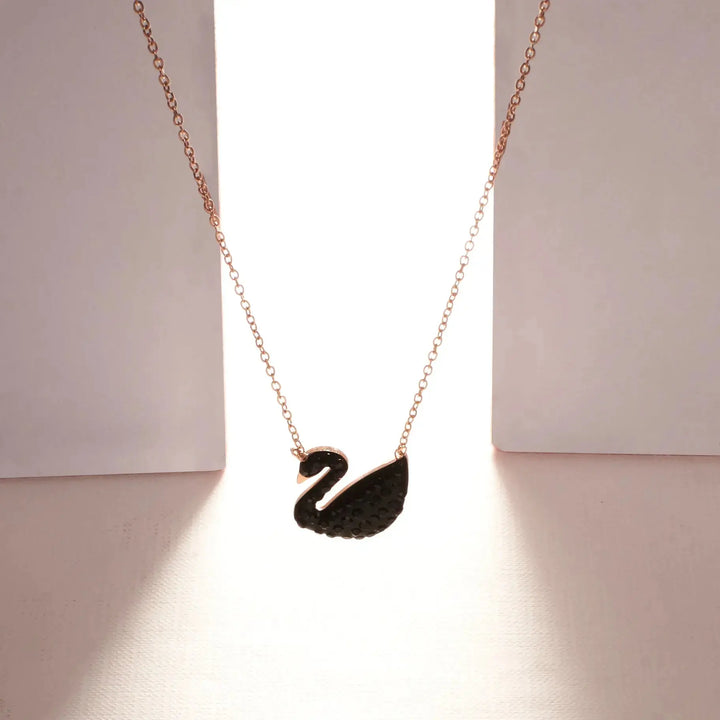 Black Night Studded Swan Necklace - Salty Accessories