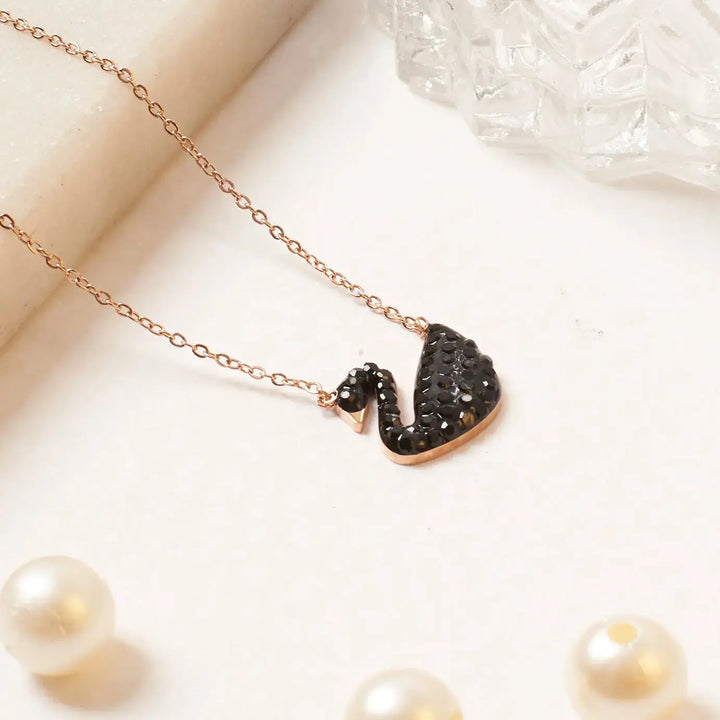 Black Night Studded Swan Necklace - Salty Accessories