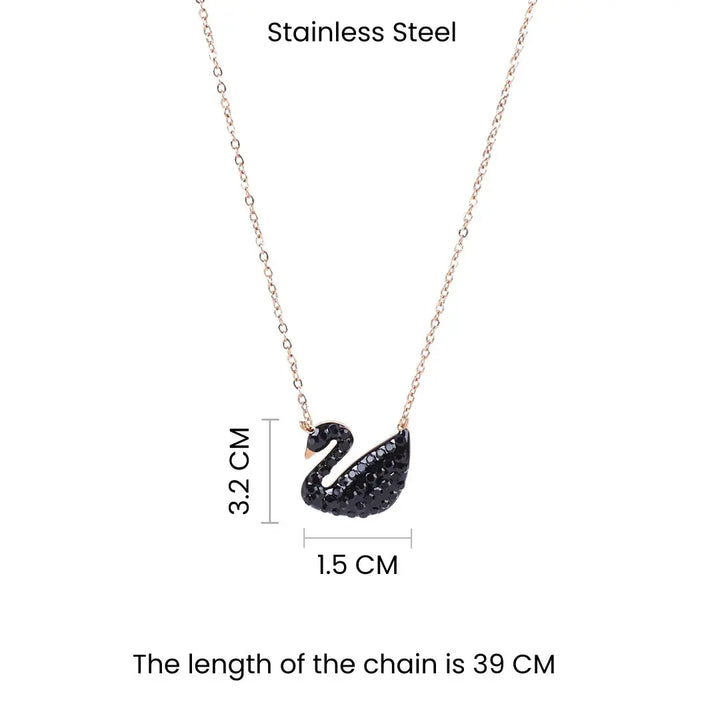 Black Night Studded Swan Necklace - Salty Accessories