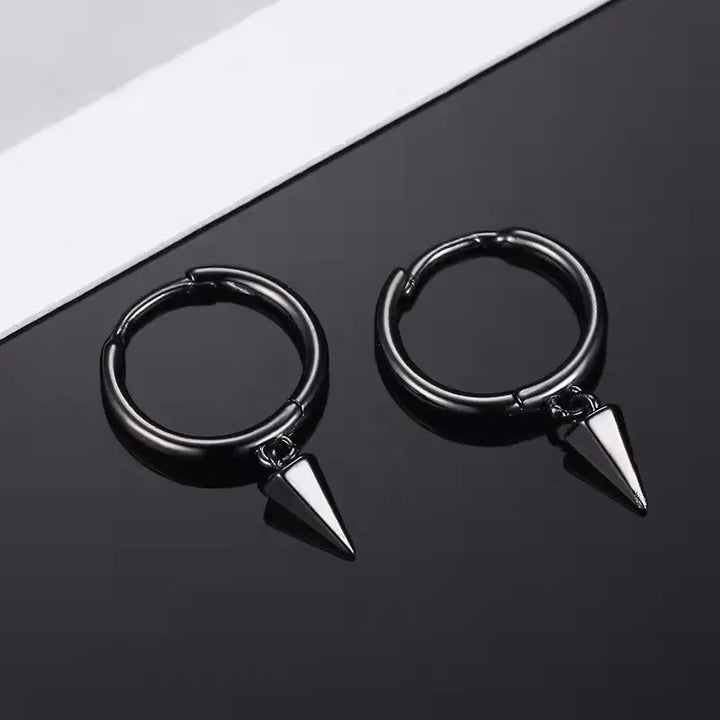 Black Sharp  Loop Hoop Earrings - Salty Accessories
