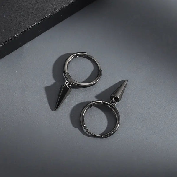 Black Sharp  Loop Hoop Earrings
