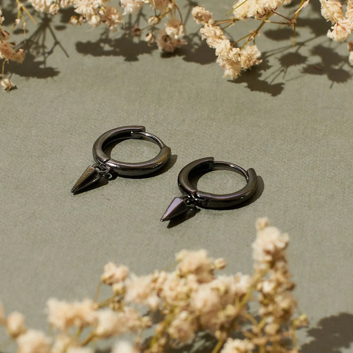Black Sharp  Loop Hoop Earrings - Salty Accessories
