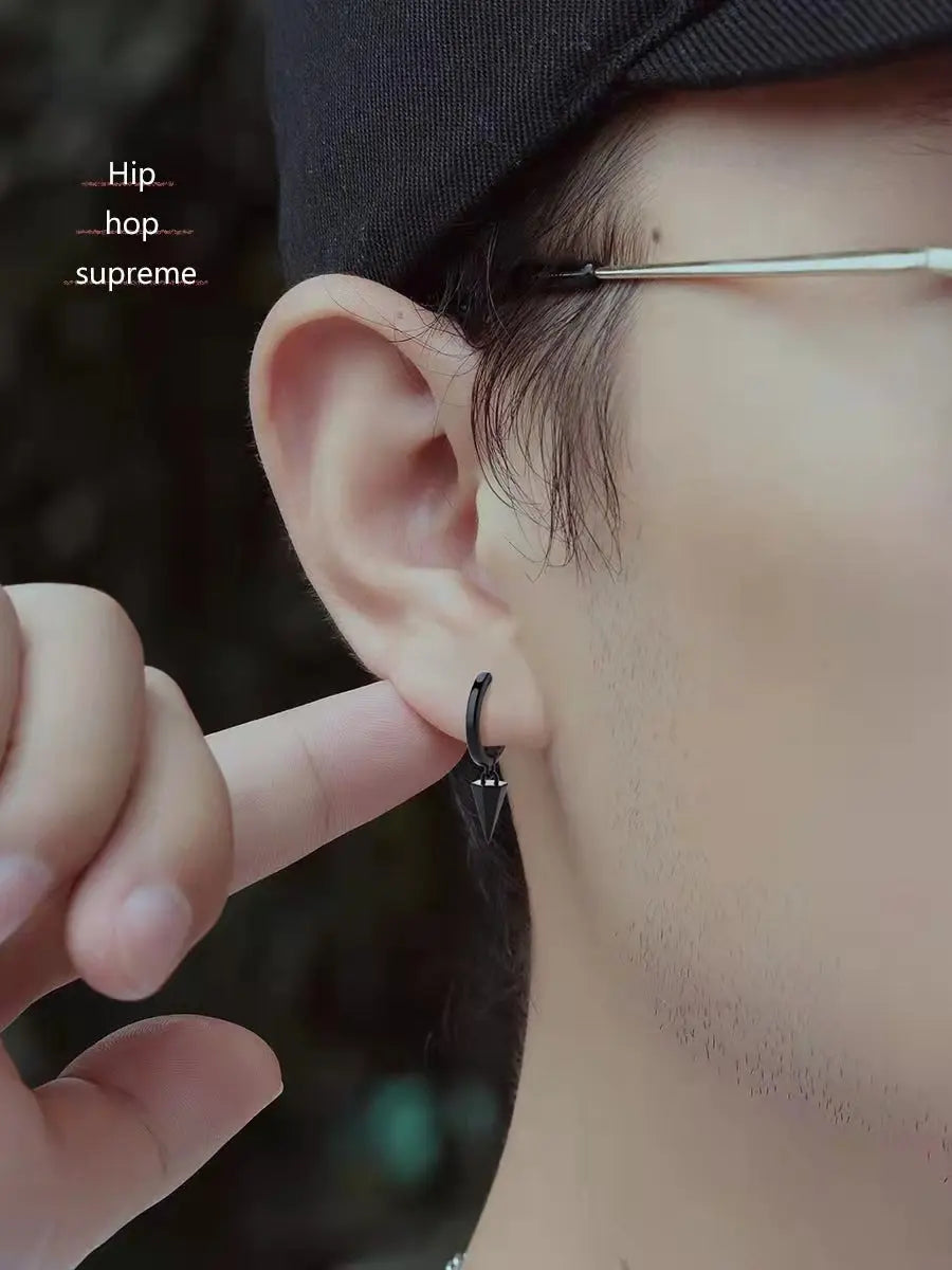 Black Sharp  Loop Hoop Earrings - Salty Accessories