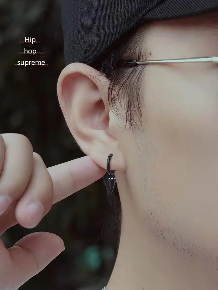 Black Sharp  Loop Hoop Earrings - Salty Accessories