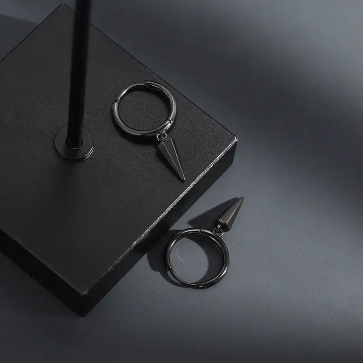 Black Sharp  Loop Hoop Earrings - Salty Accessories