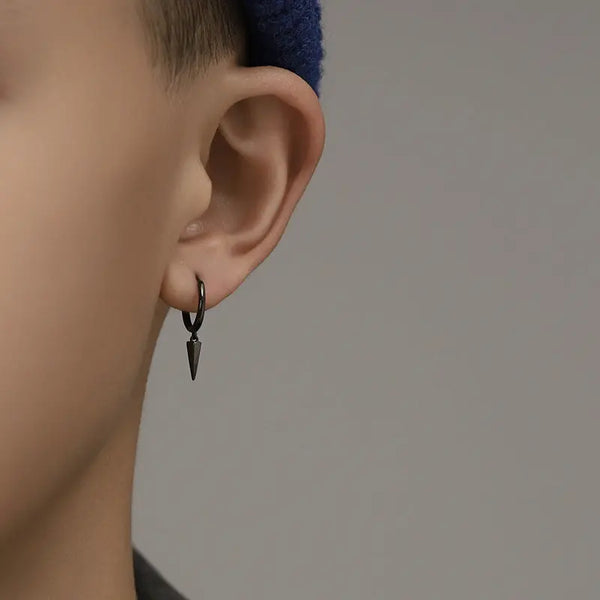 Black Sharp  Loop Hoop Earrings