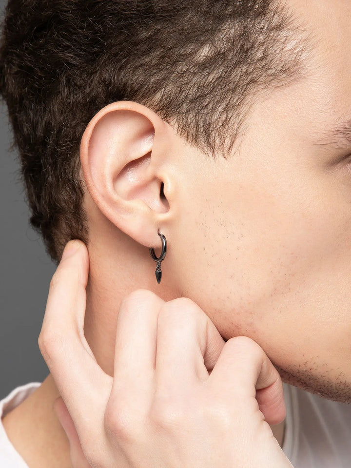 Black Sharp  Loop Hoop Earrings - Salty Accessories