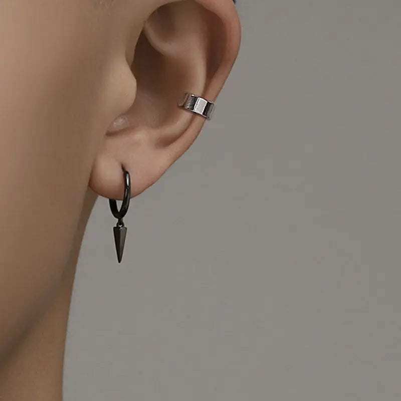 Black Sharp  Loop Hoop Earrings - Salty Accessories