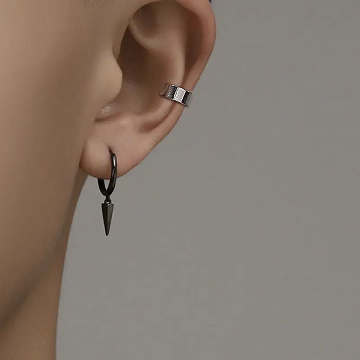 Black Sharp  Loop Hoop Earrings - Salty Accessories
