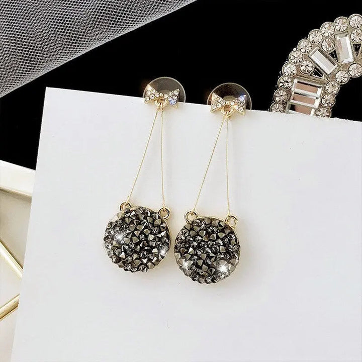 Black Studded Bow Sleek Earrings - Salty Accessories