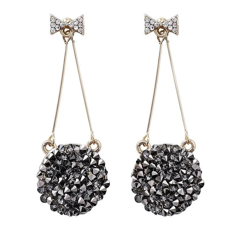 Black Studded Bow Sleek Earrings - Salty Accessories