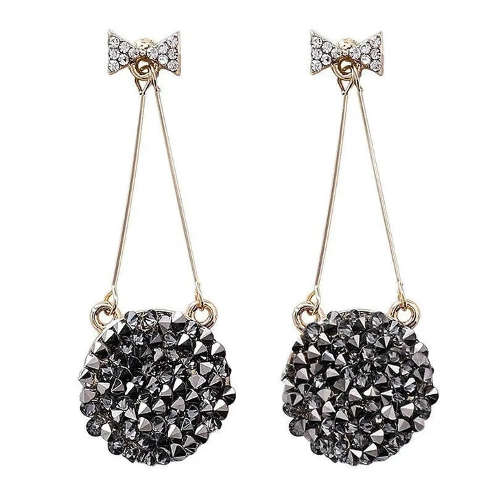 Black Studded Bow Sleek Earrings - Salty Accessories