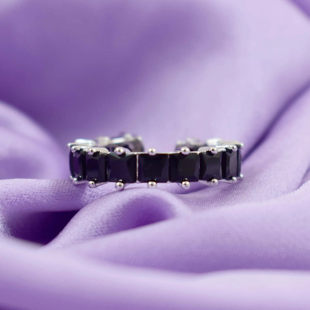 Black Cubic Tennis Ring - Silver - Salty Accessories