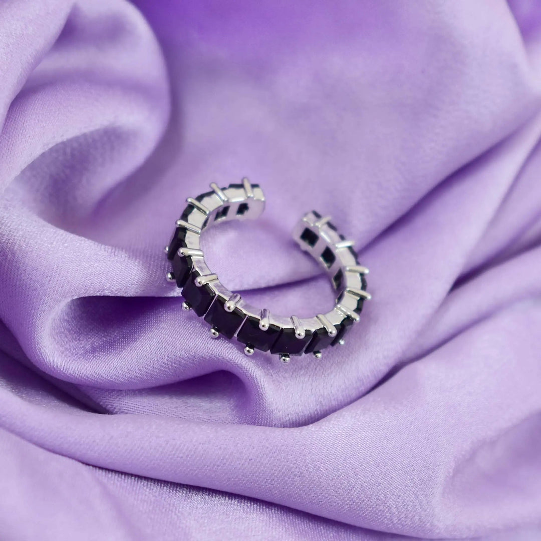 Black Cubic Tennis Ring - Silver - Salty Accessories